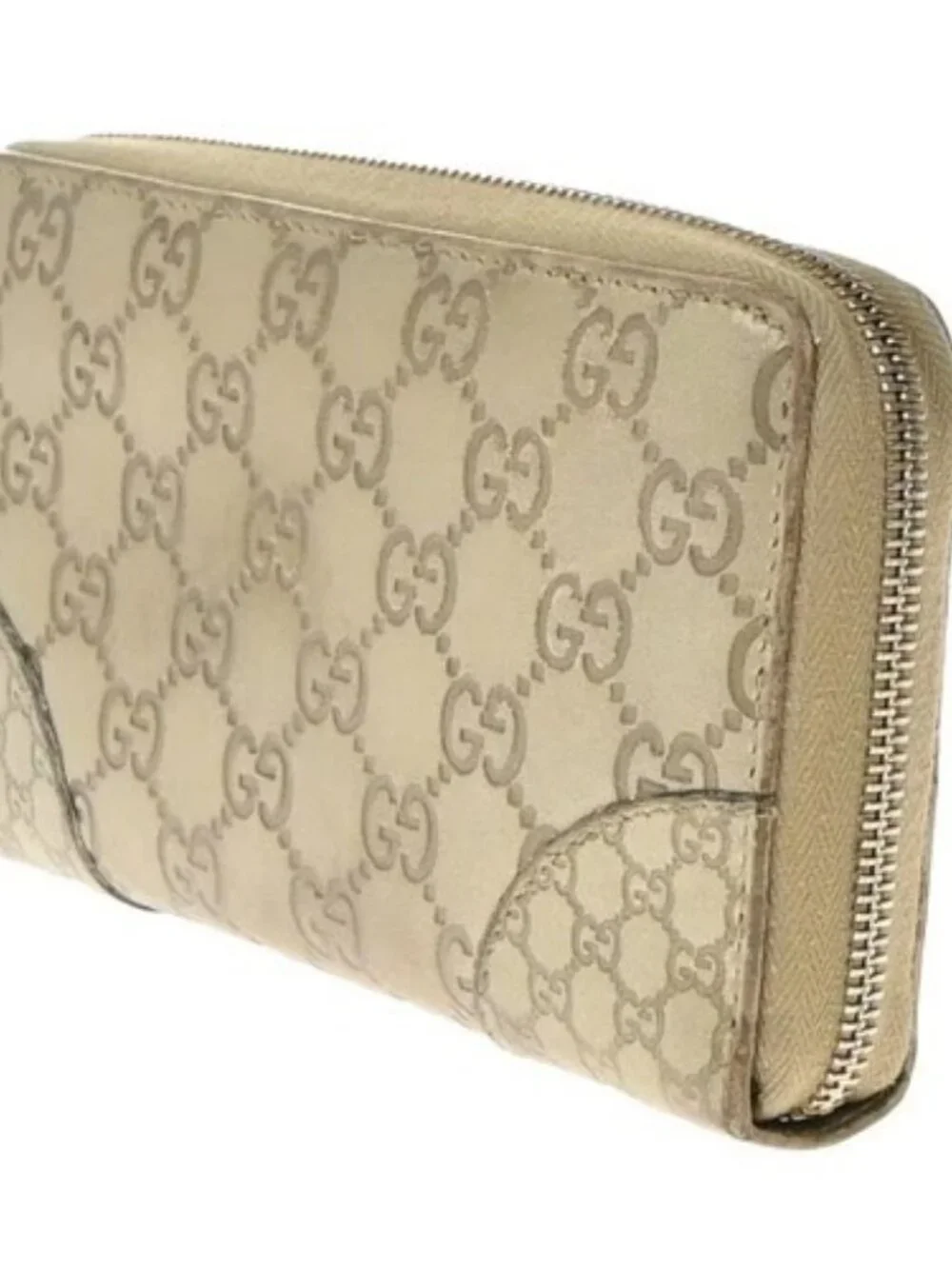 GUCCI Logo Guccissima GG Pattern Long Zipper Wallet Leather Beige GHW 09KP533 - Picture 2 of 14